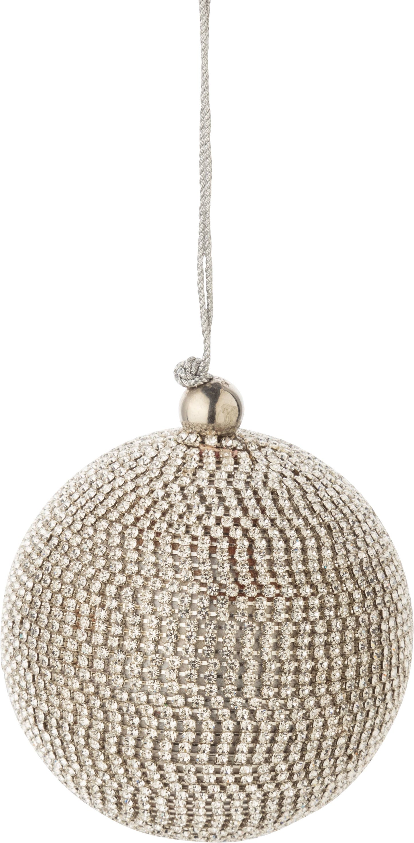 A80461: Brilliant cut clear rhinestone wrap slv ball orn,3in
