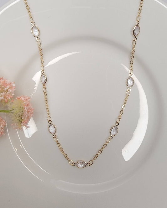 OVAL CZ CHAIN LINK NECKLACE.