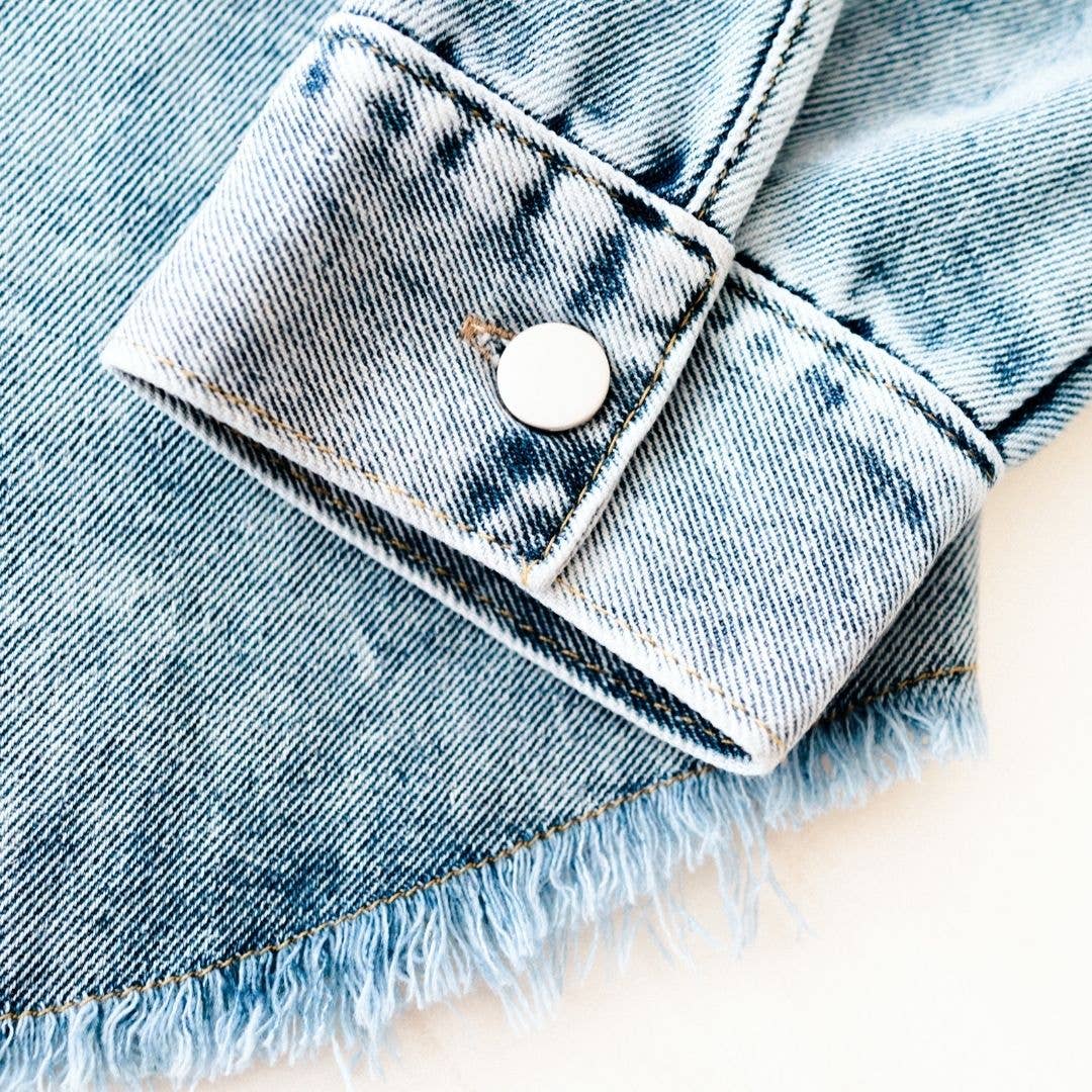 Blue Raw Hem Denim Jacket
