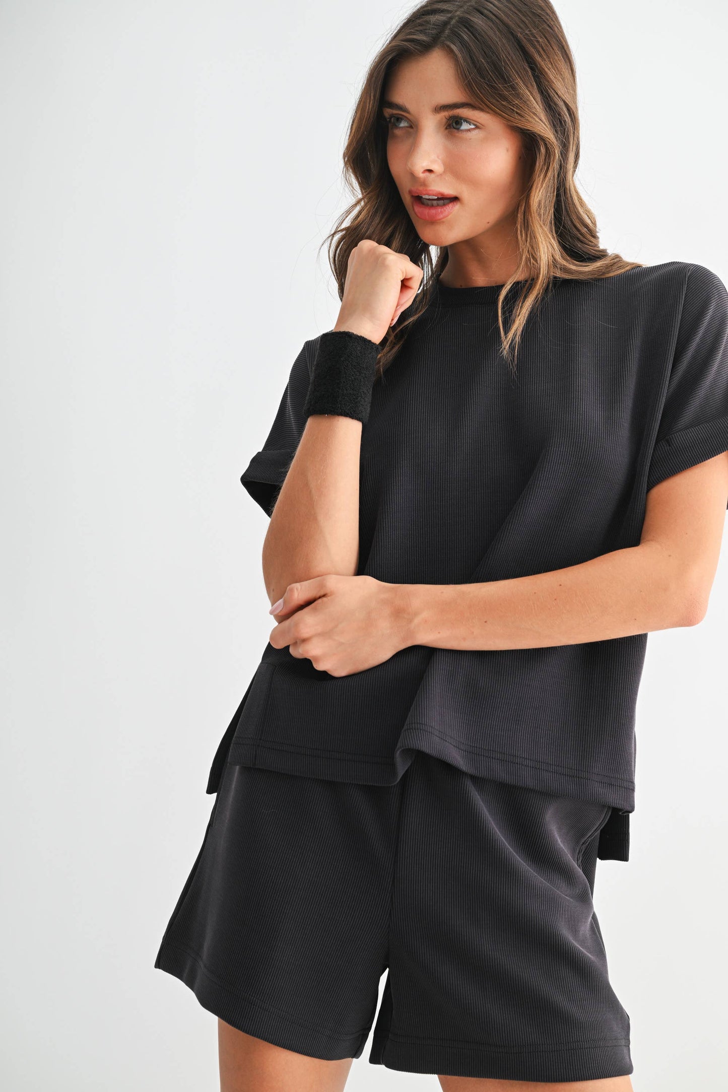 Luxe Sand Wash Rib Lounge Tee
