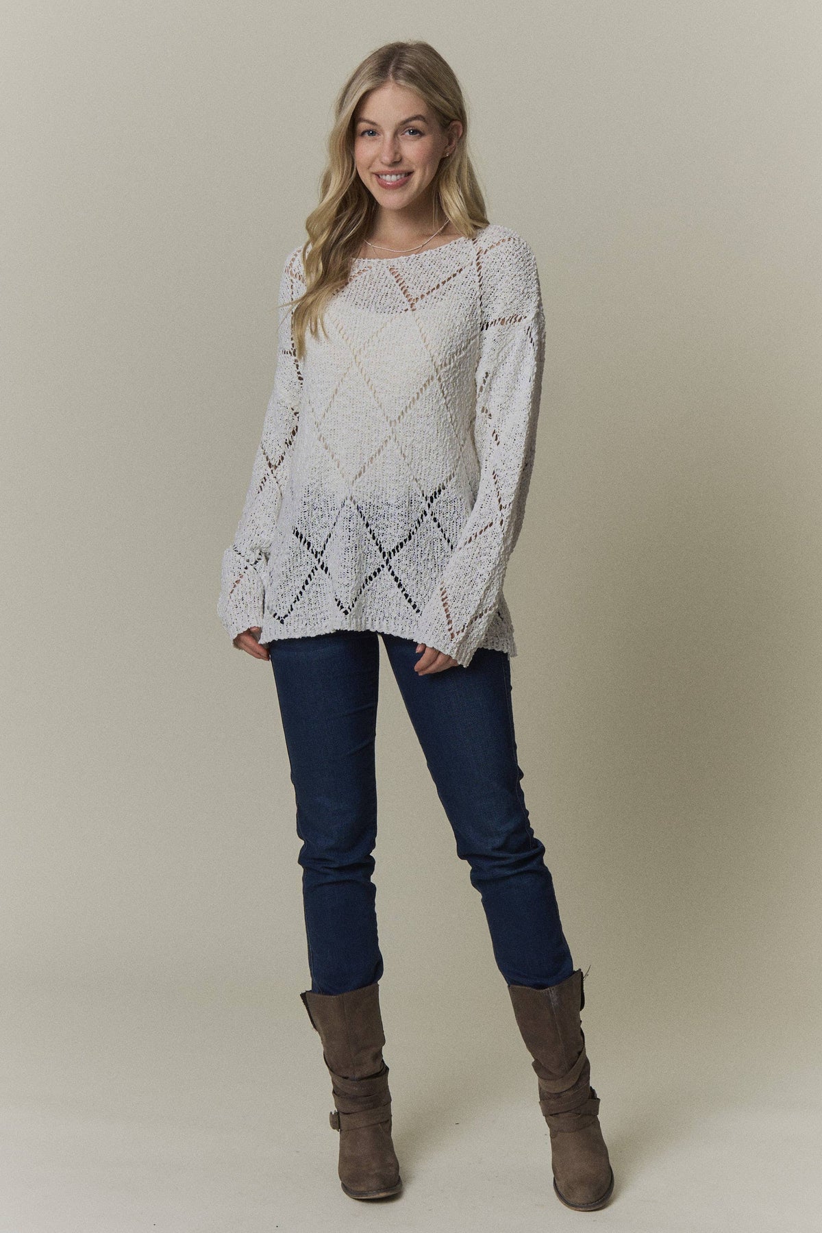 Falling for You Diamond Knit Sweater