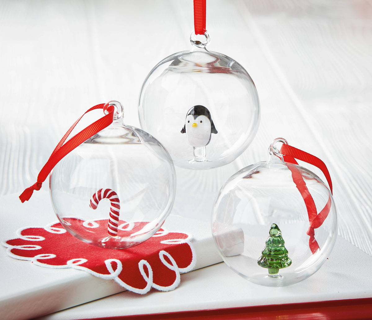 Clear Tree Globe Ornament with Evergreen Borosilicate Glass