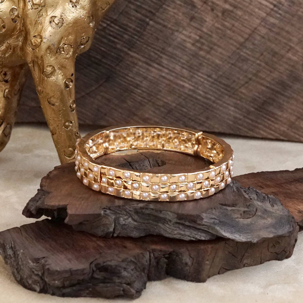 Checker Crystal Stretch Bangle