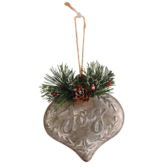 Ornament Heart Joy Resin Metal Look 4.5H