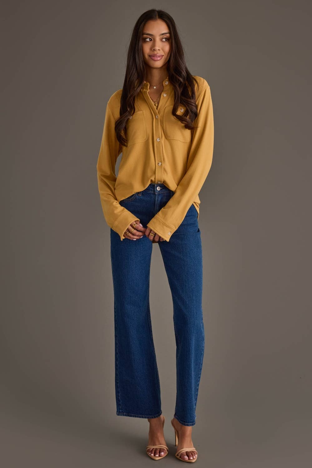 Mustard Super Soft Button Up