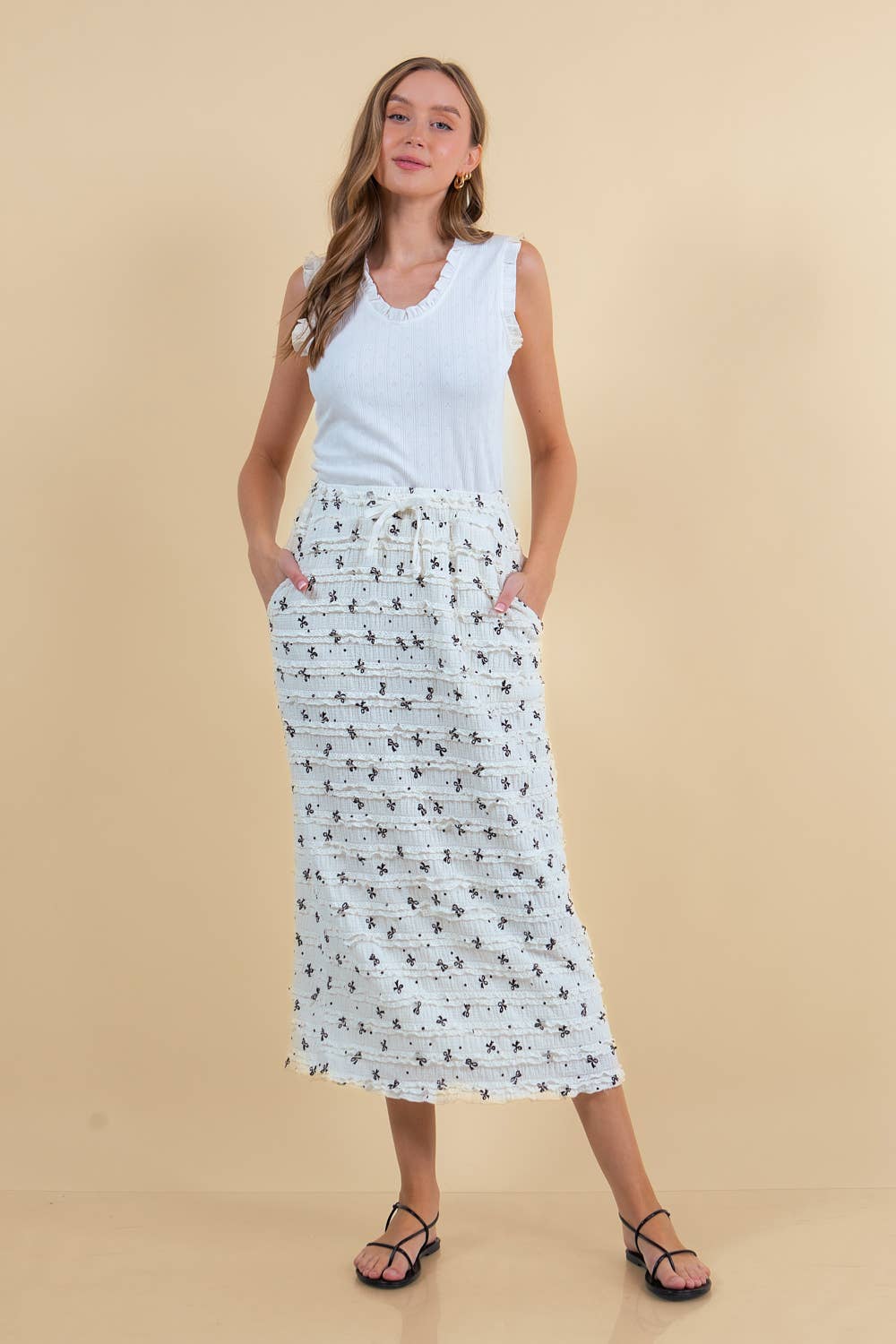 Bow Babe Printed Maxi Skirt