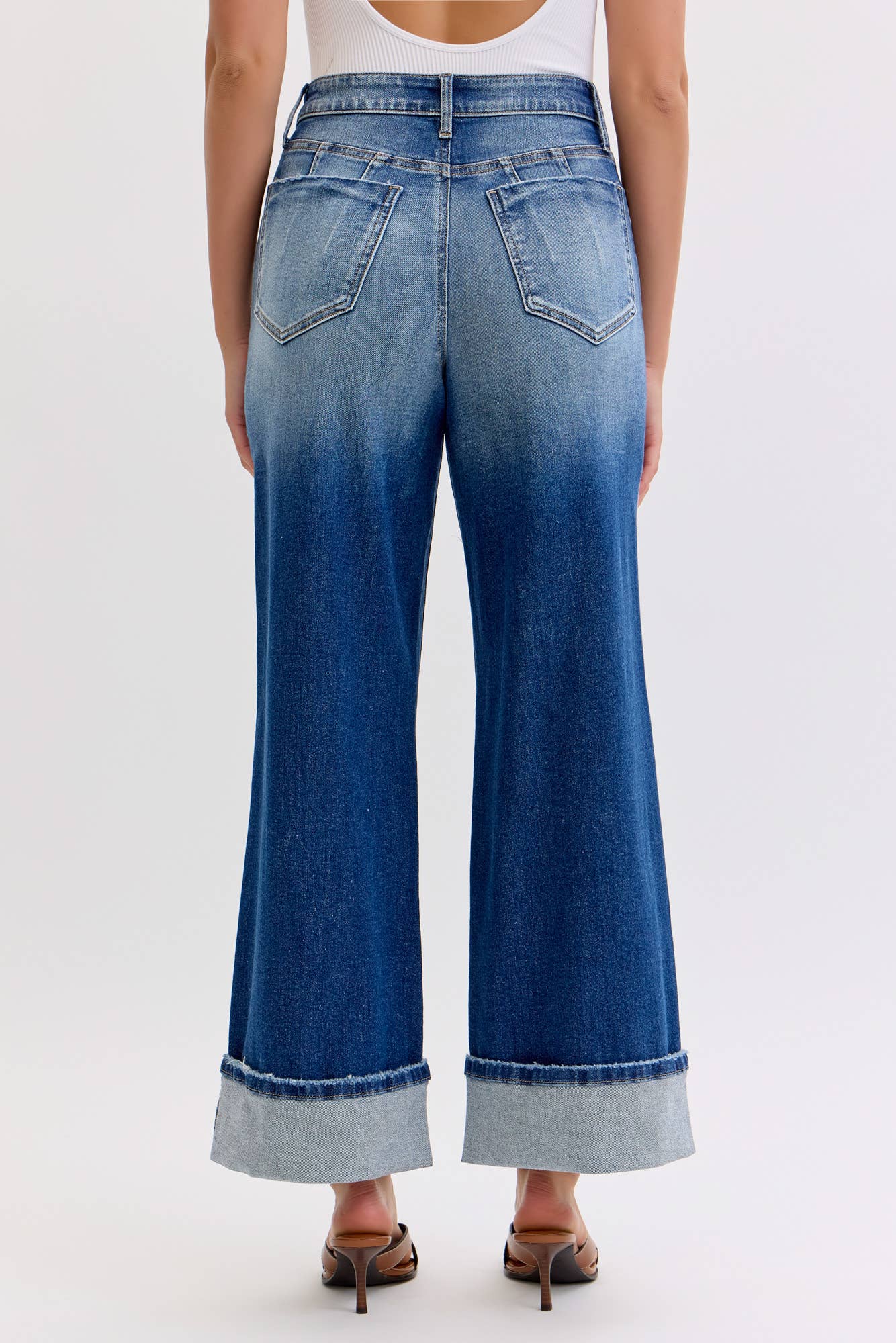 Sierra Wide Leg Cuffed Jeans