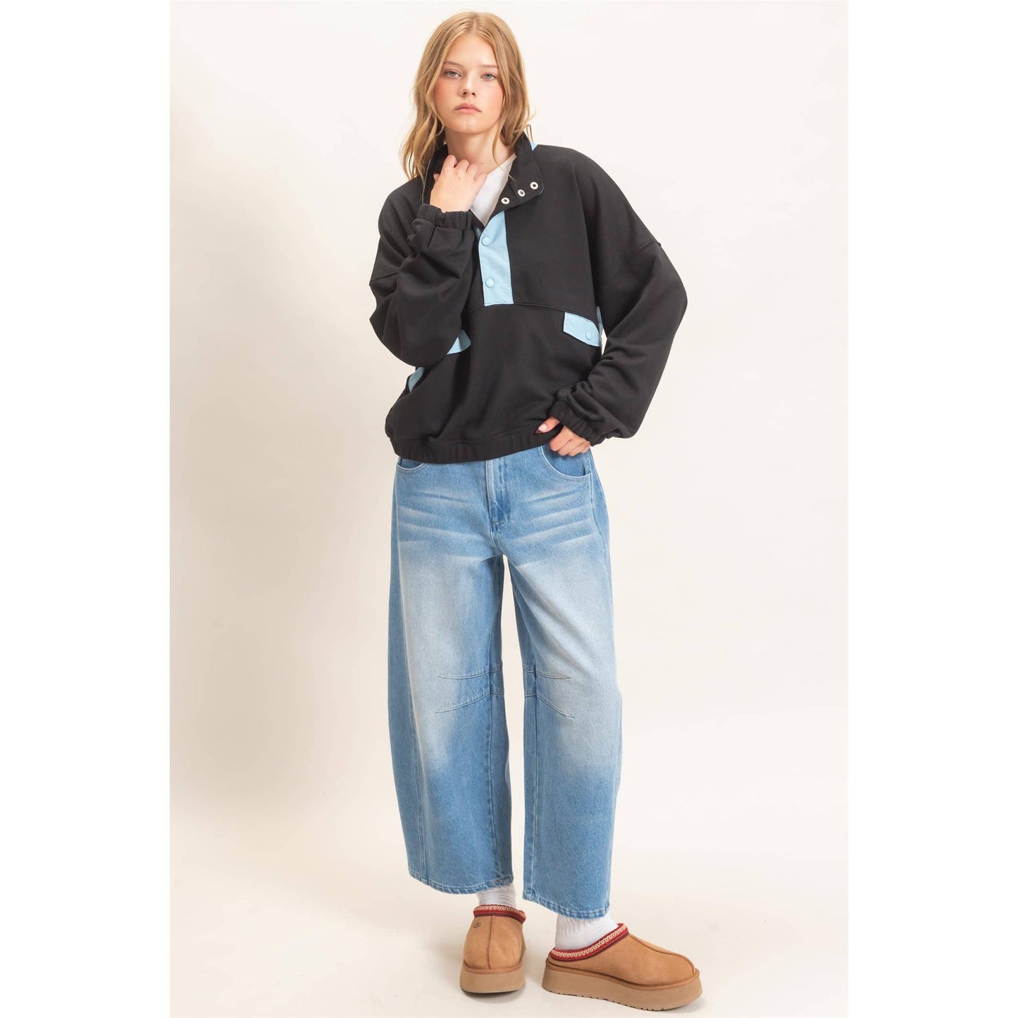 Oh Snap Contrast Pullover