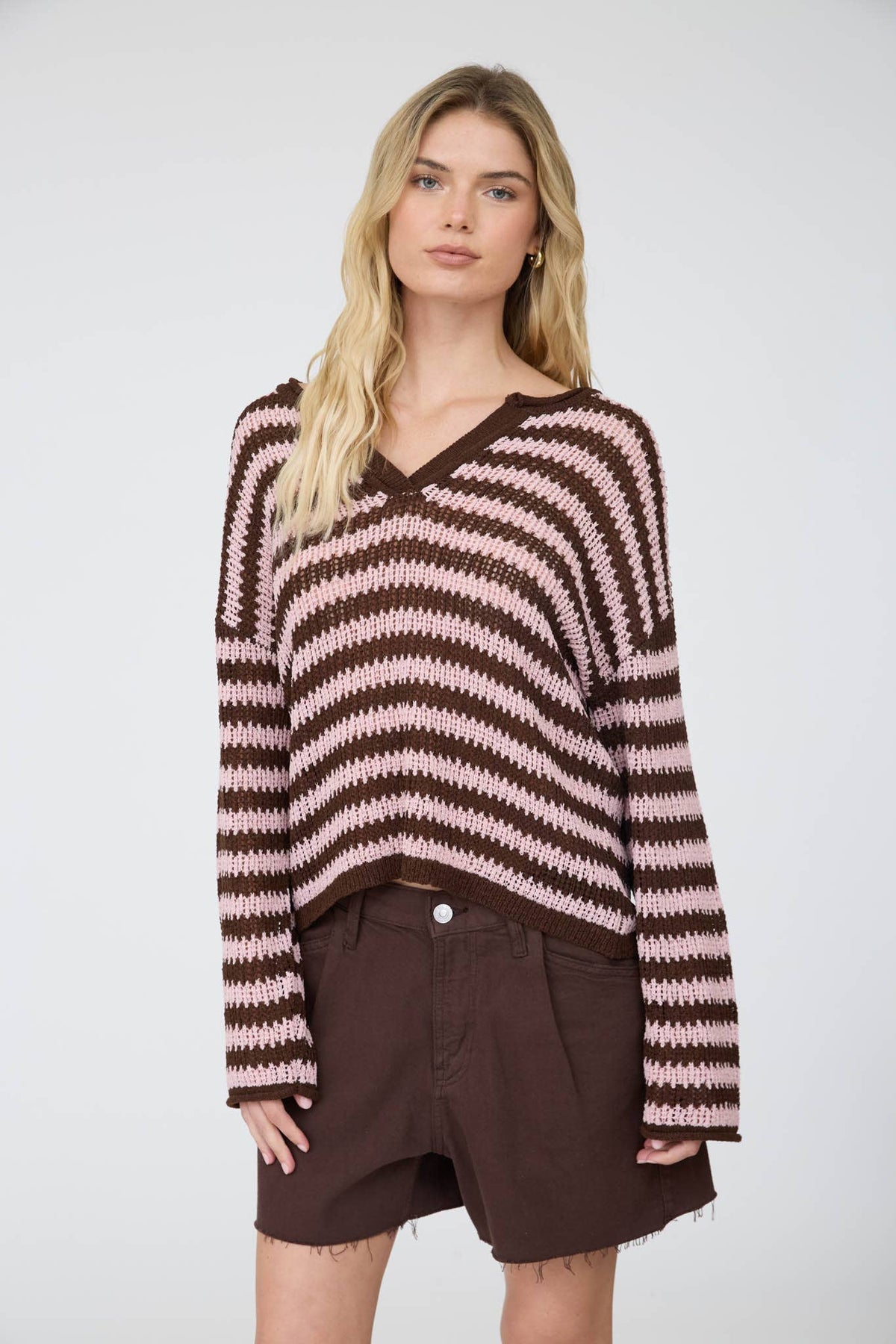 Reanna Raw Edge Vneck Sweater