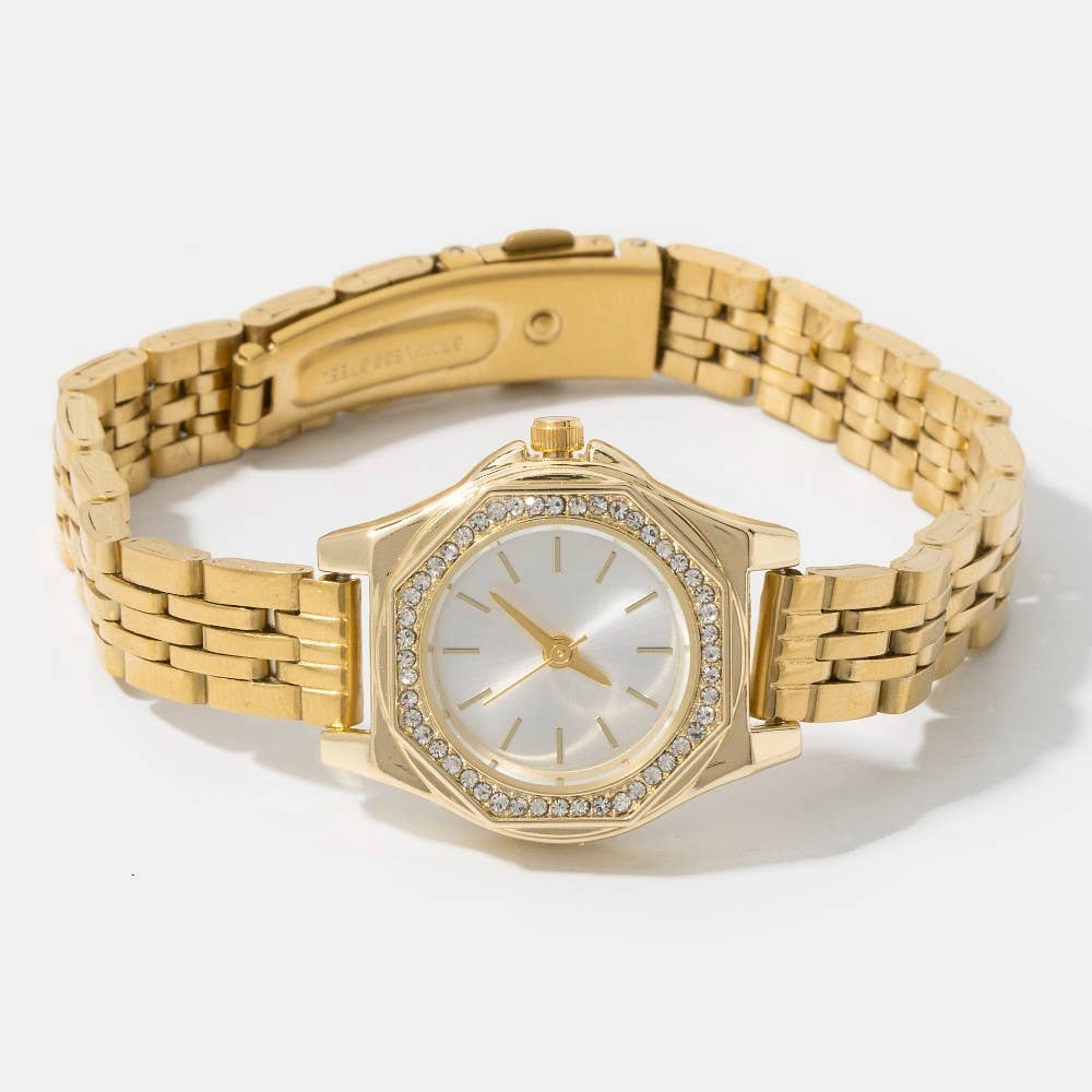 Pave Trim Octagonal Watch