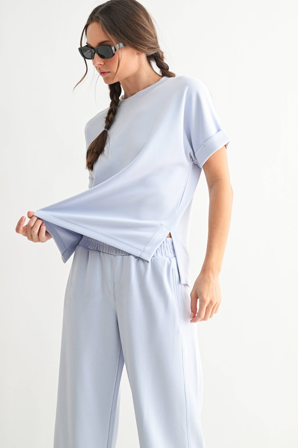 Luxe Sand Wash Rib Lounge Tee