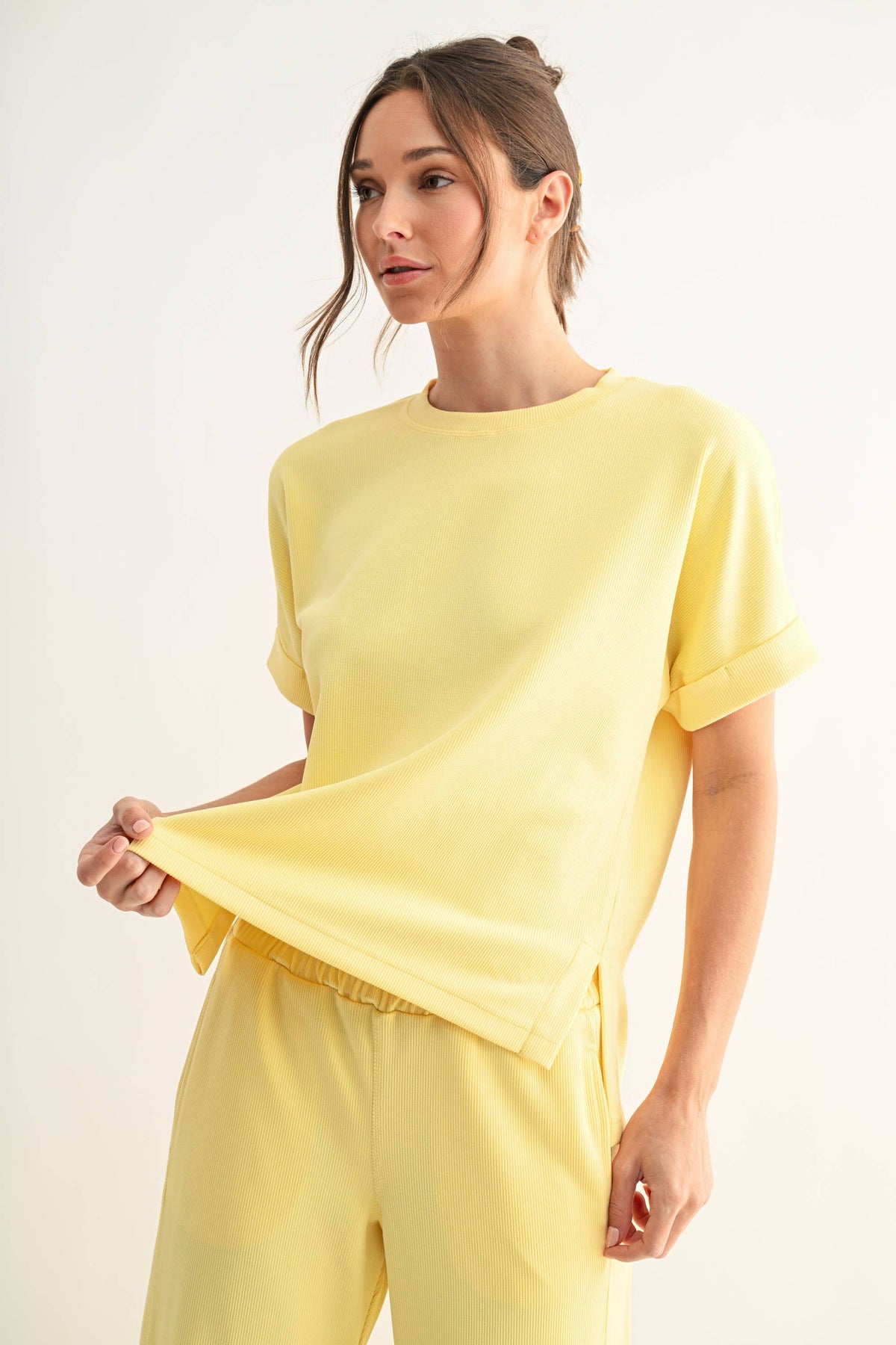 Luxe Sand Wash Rib Lounge Tee