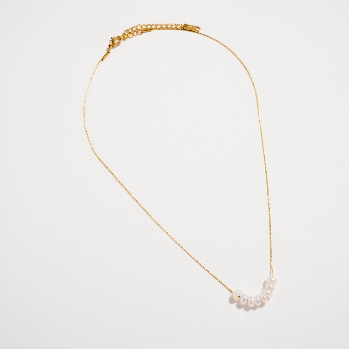 Gold Pearl Bar Necklace