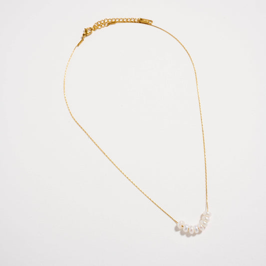 Gold Pearl Bar Necklace