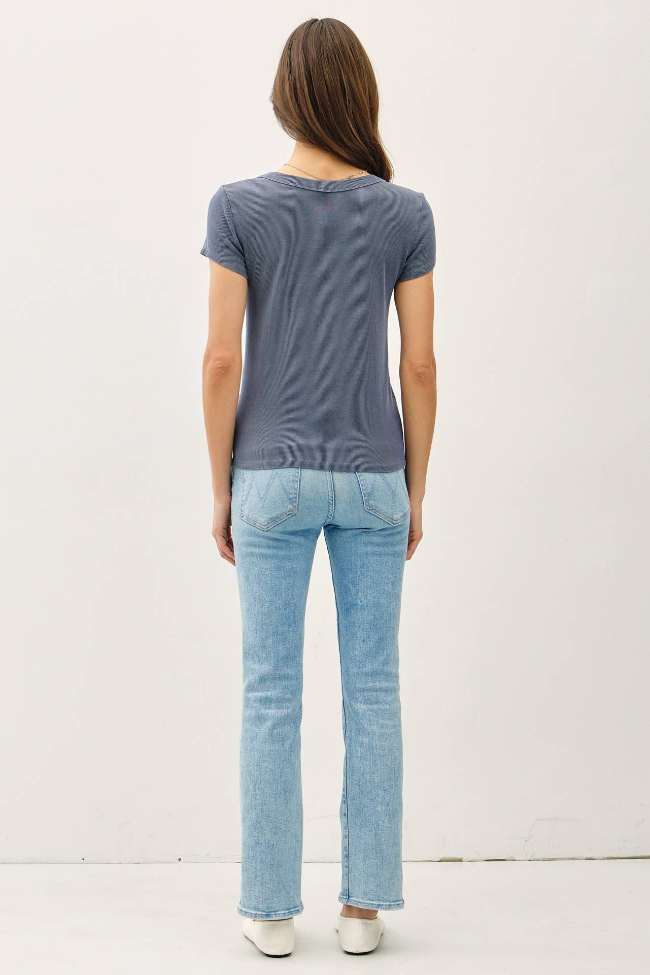 Never Basic Ribbed Scoop Neck Tee