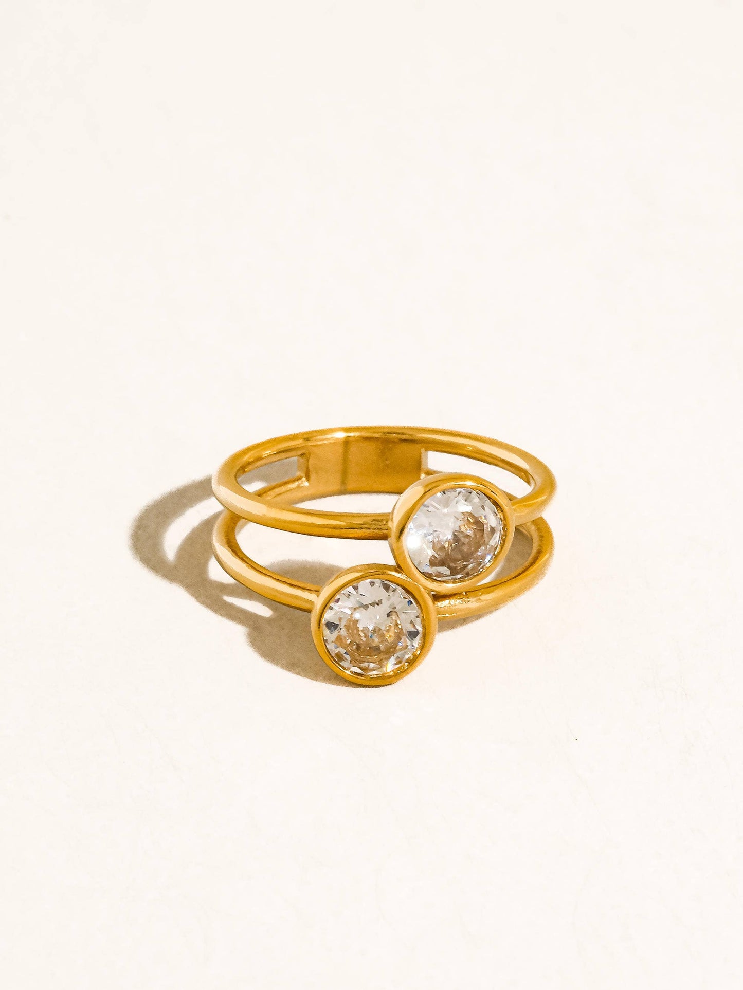 Hollis 18K Gold Double CZ Ring