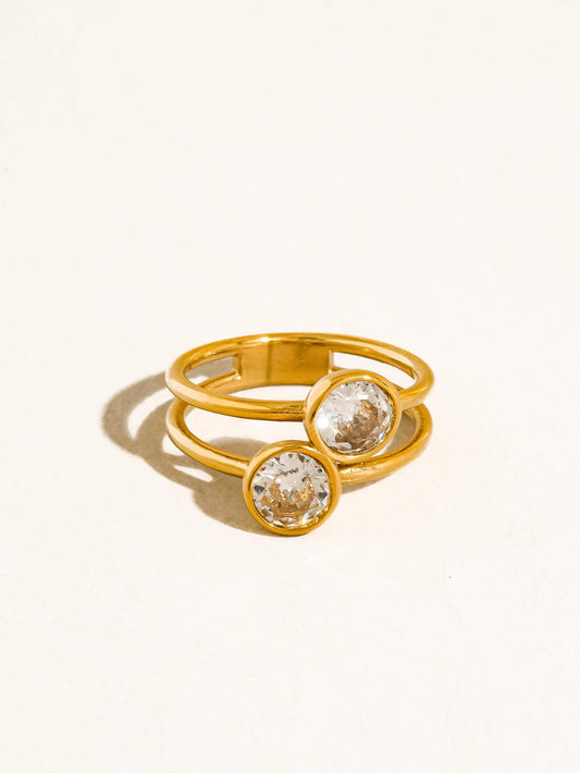 Hollis 18K Gold Double CZ Ring