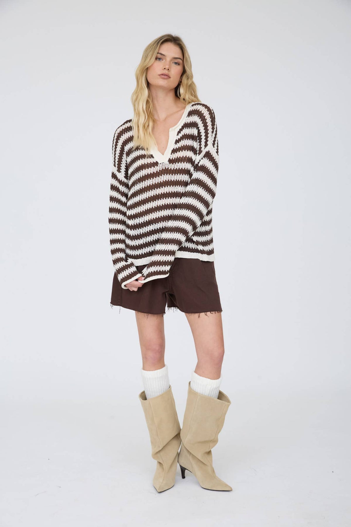 Reanna Raw Edge Vneck Sweater