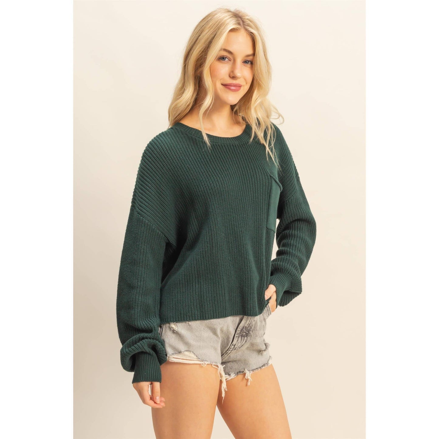Cropped Pocket Sweater