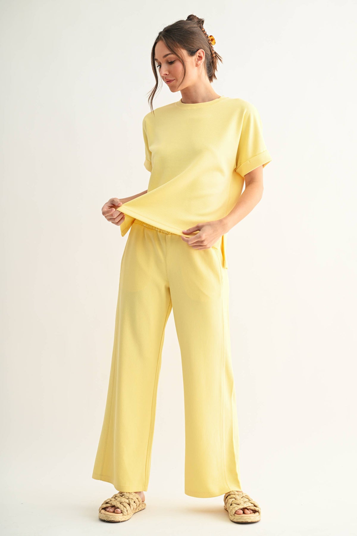 Luxe Sand Wash Rib Lounge Tee