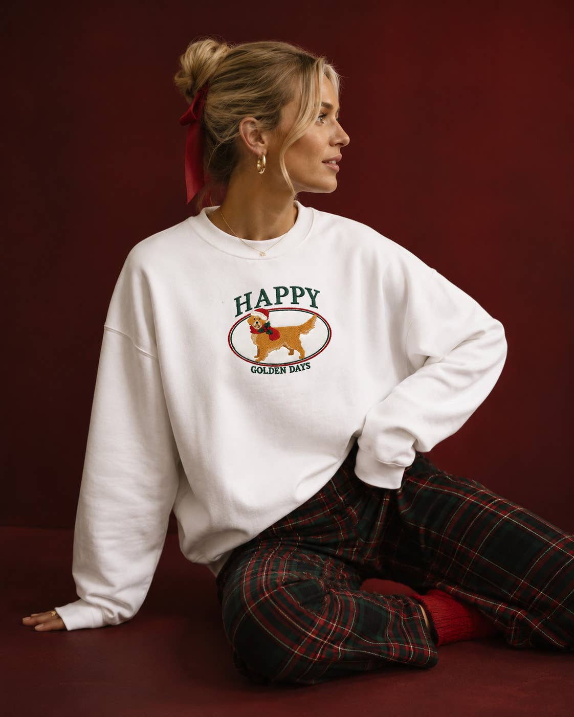 Happy Golden Days Embroidered Sweatshirt
