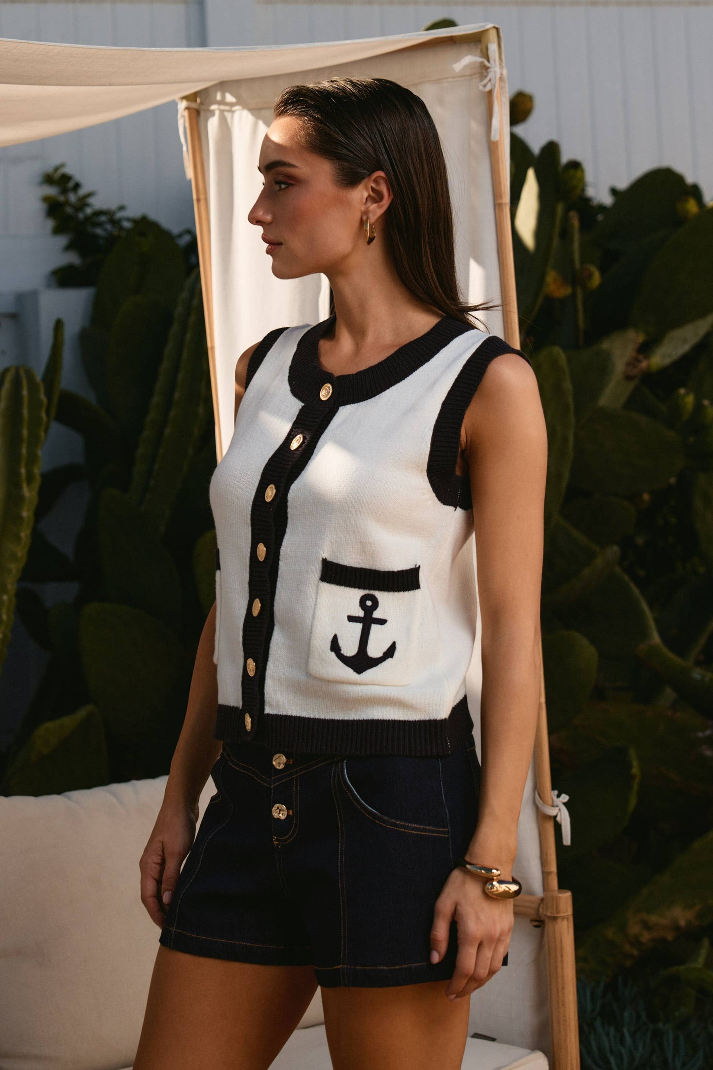 Anchors Away Button Vest