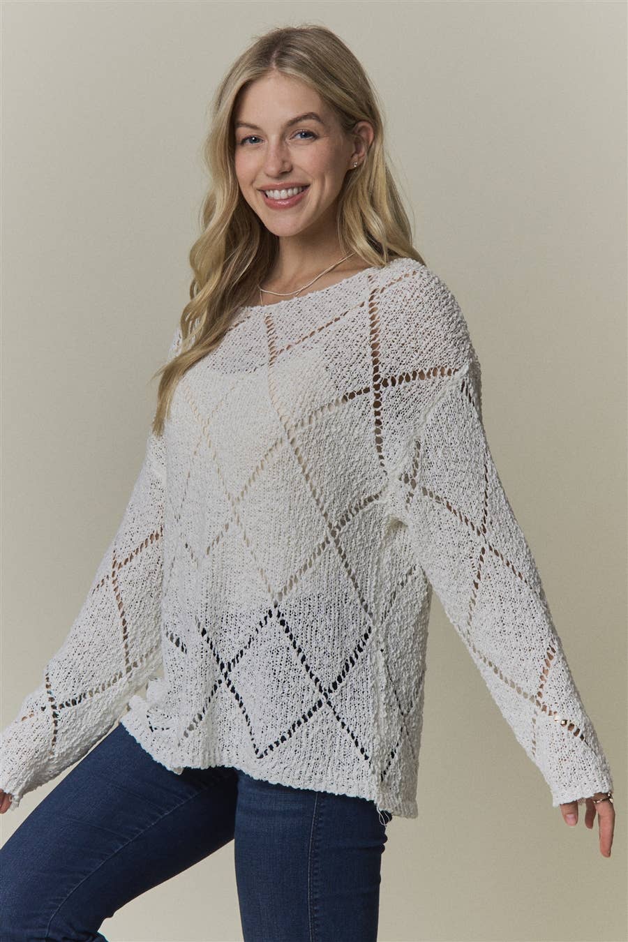 Falling for You Diamond Knit Sweater