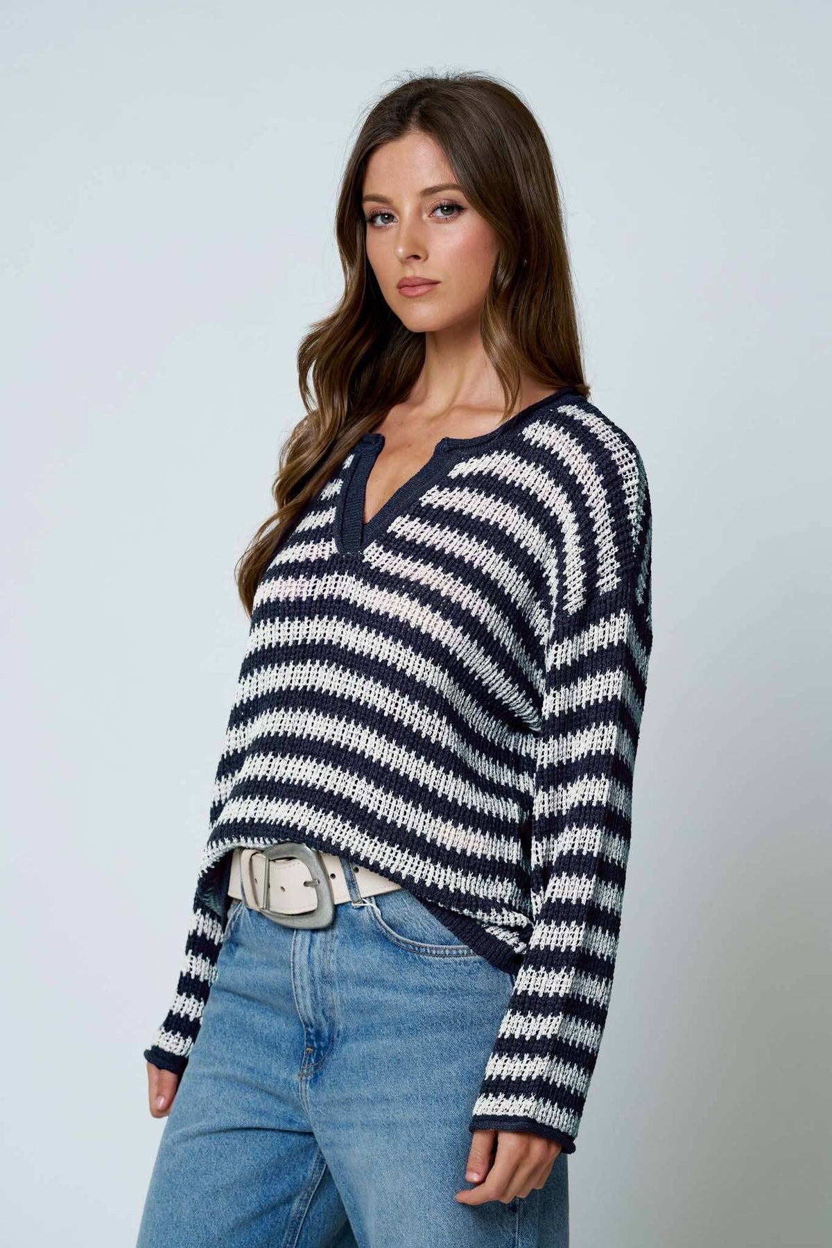 Reanna Raw Edge Vneck Sweater