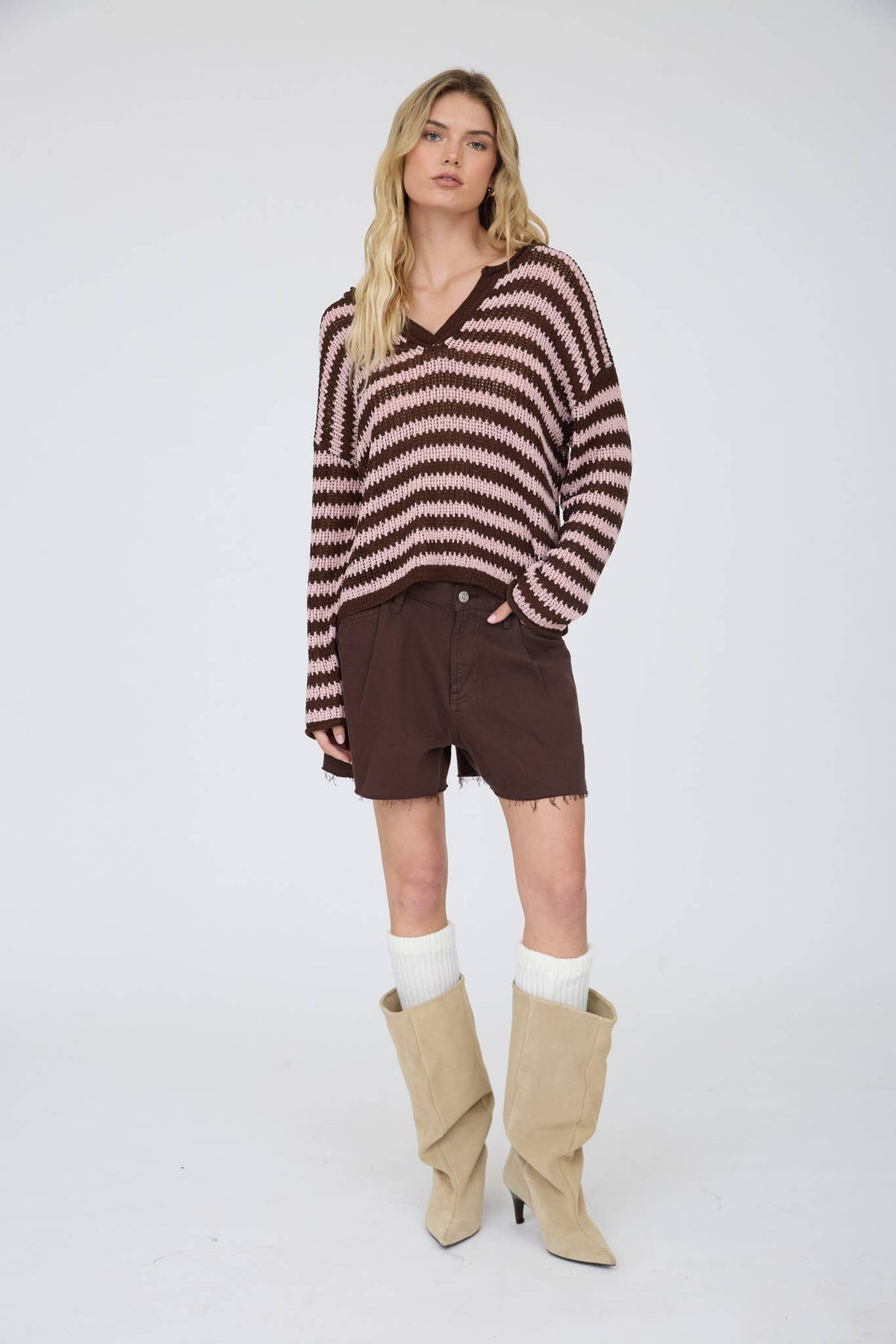 Reanna Raw Edge Vneck Sweater