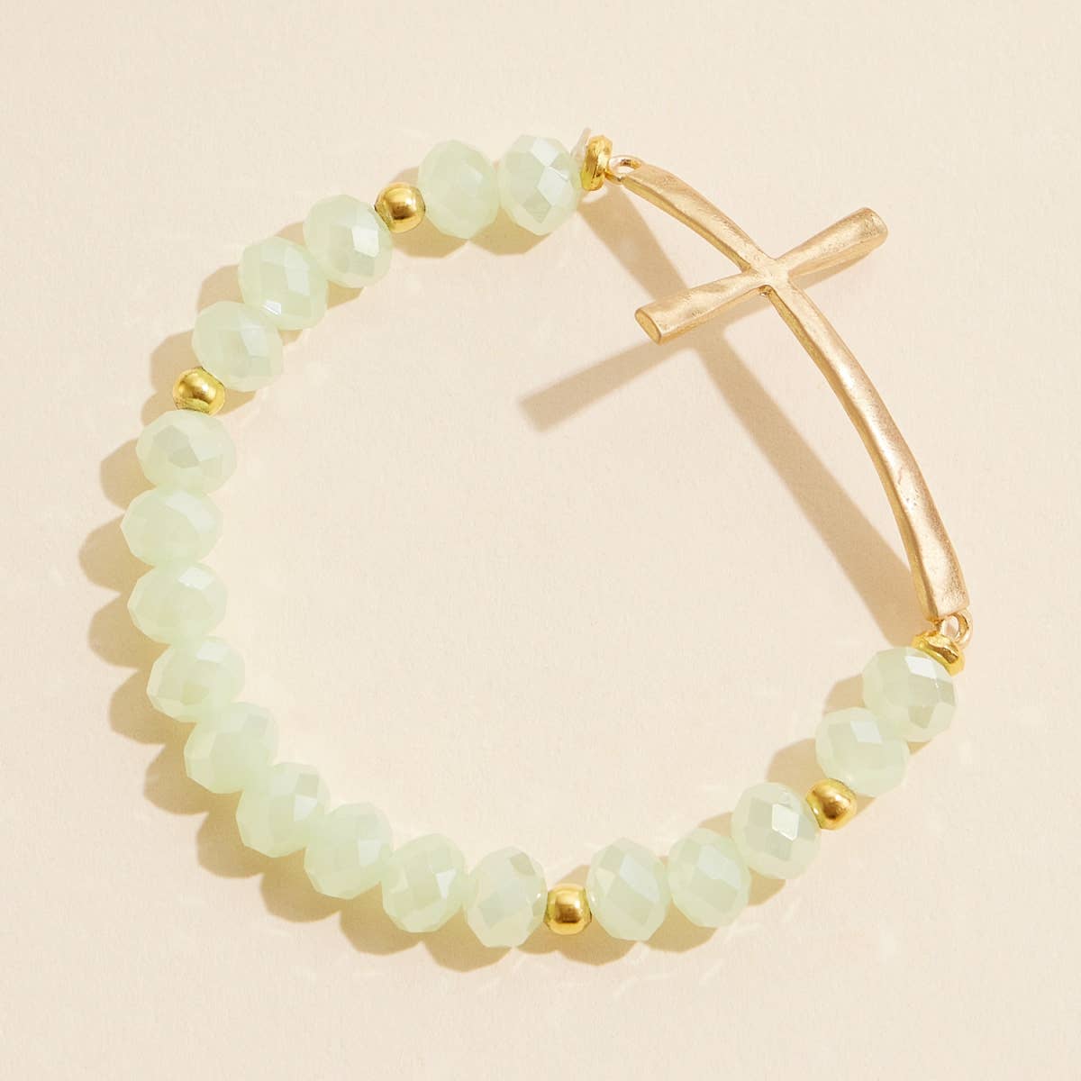 Cross Charm Glass Beaded Bracelet