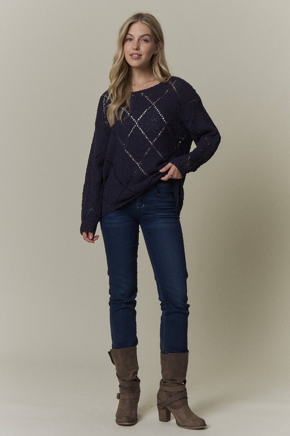 Falling for You Diamond Knit Sweater