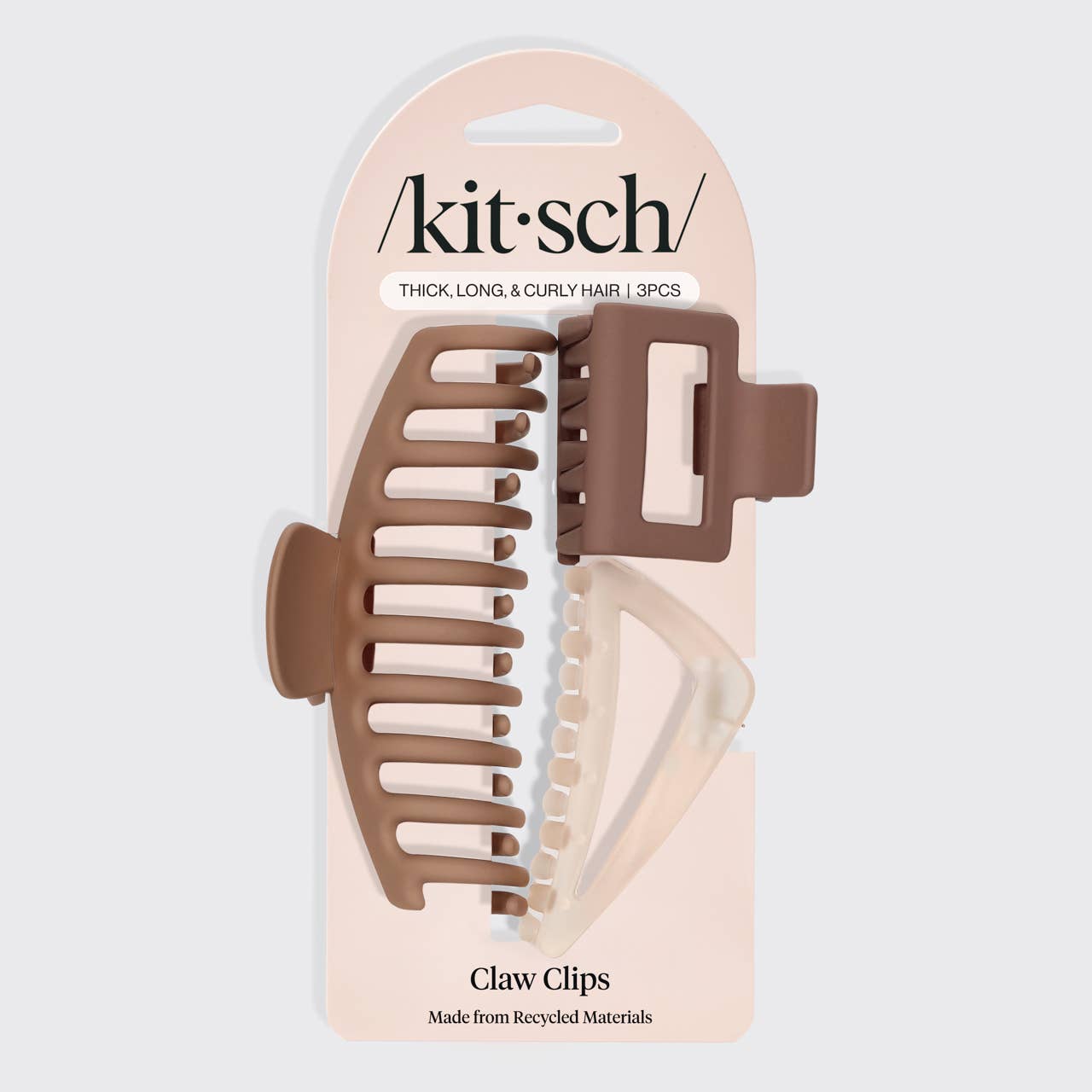 Recycled Plastic Assorted Claw Clip 3pc - Oversized