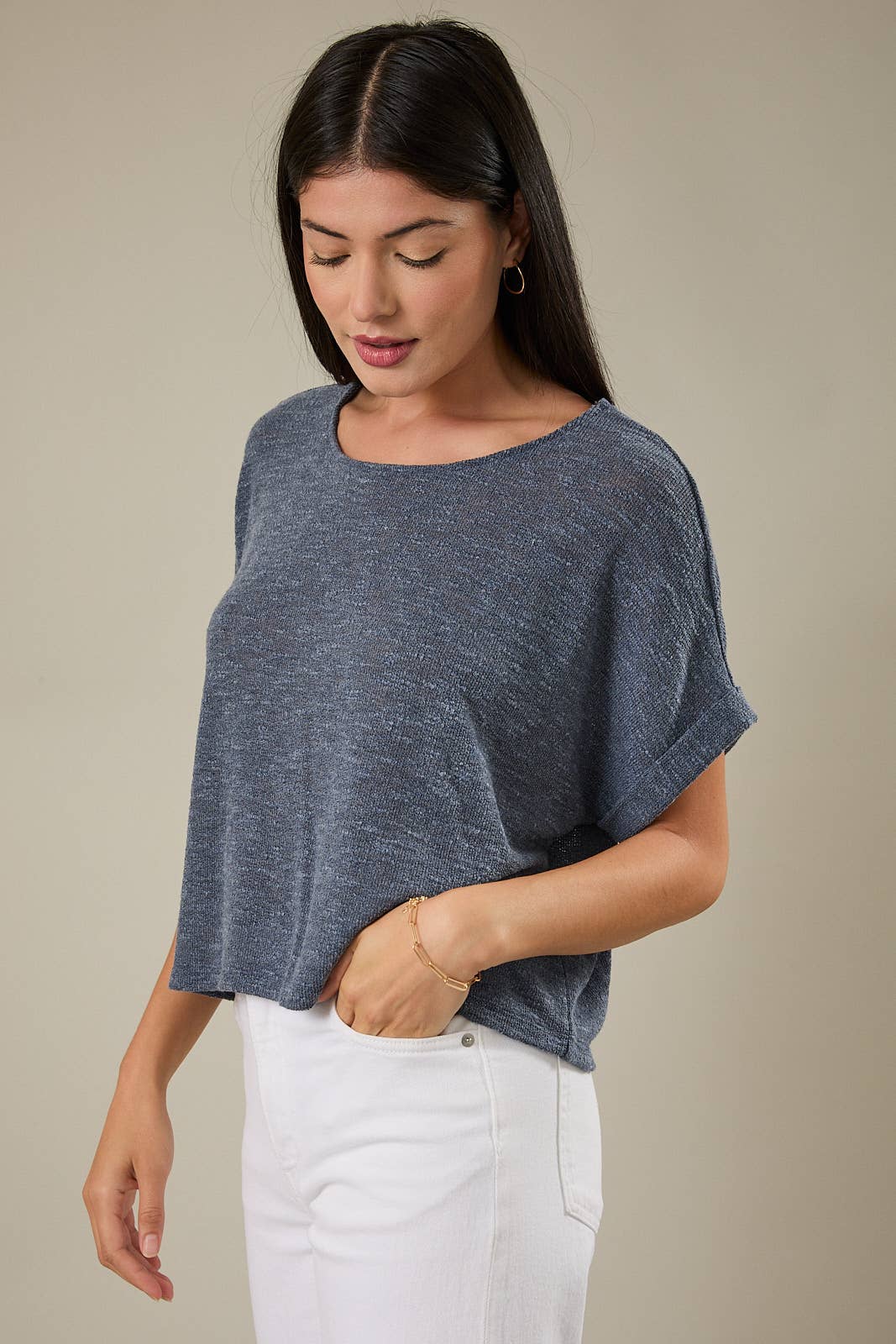 Biscotti Folded Sleeve Top