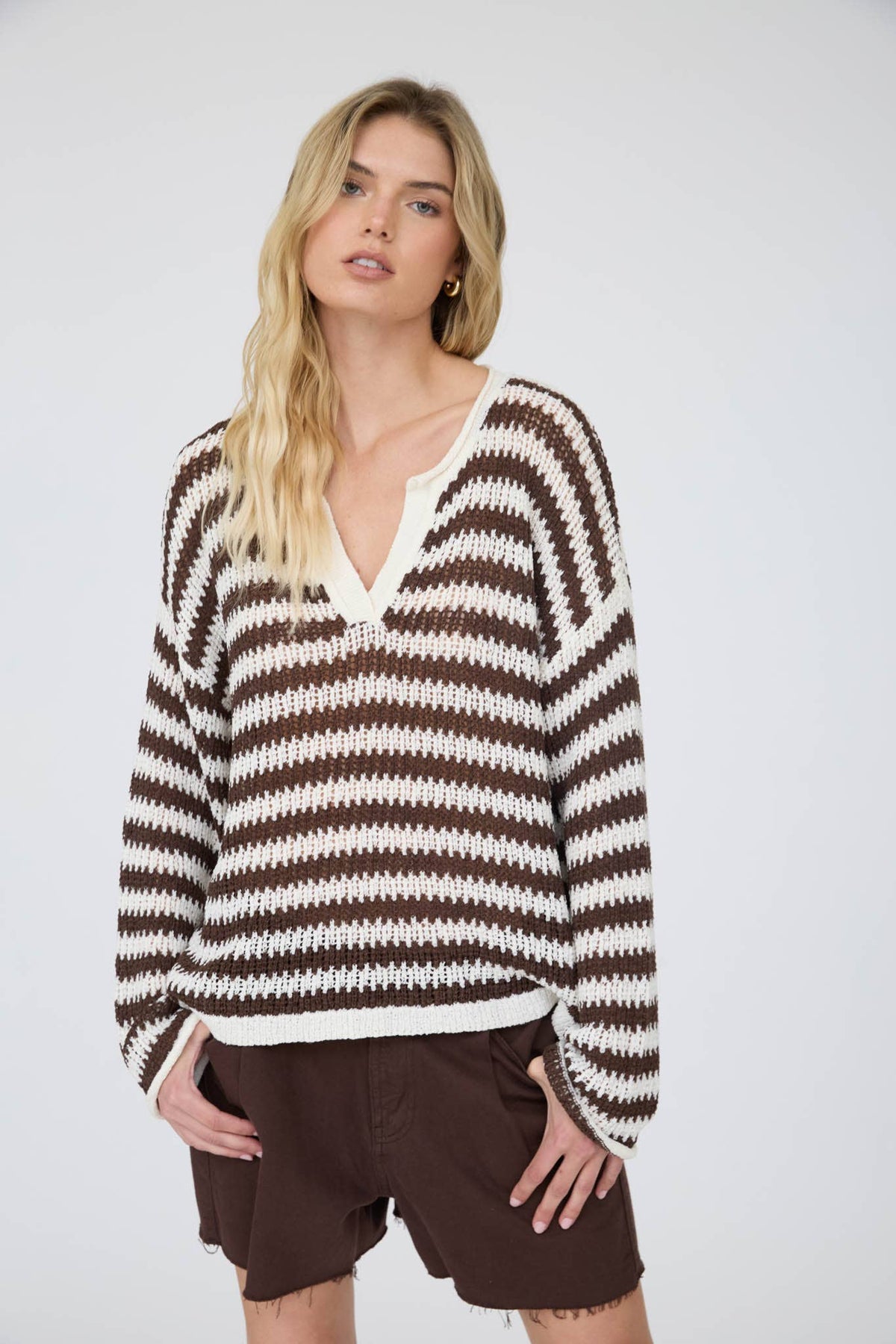Reanna Raw Edge Vneck Sweater