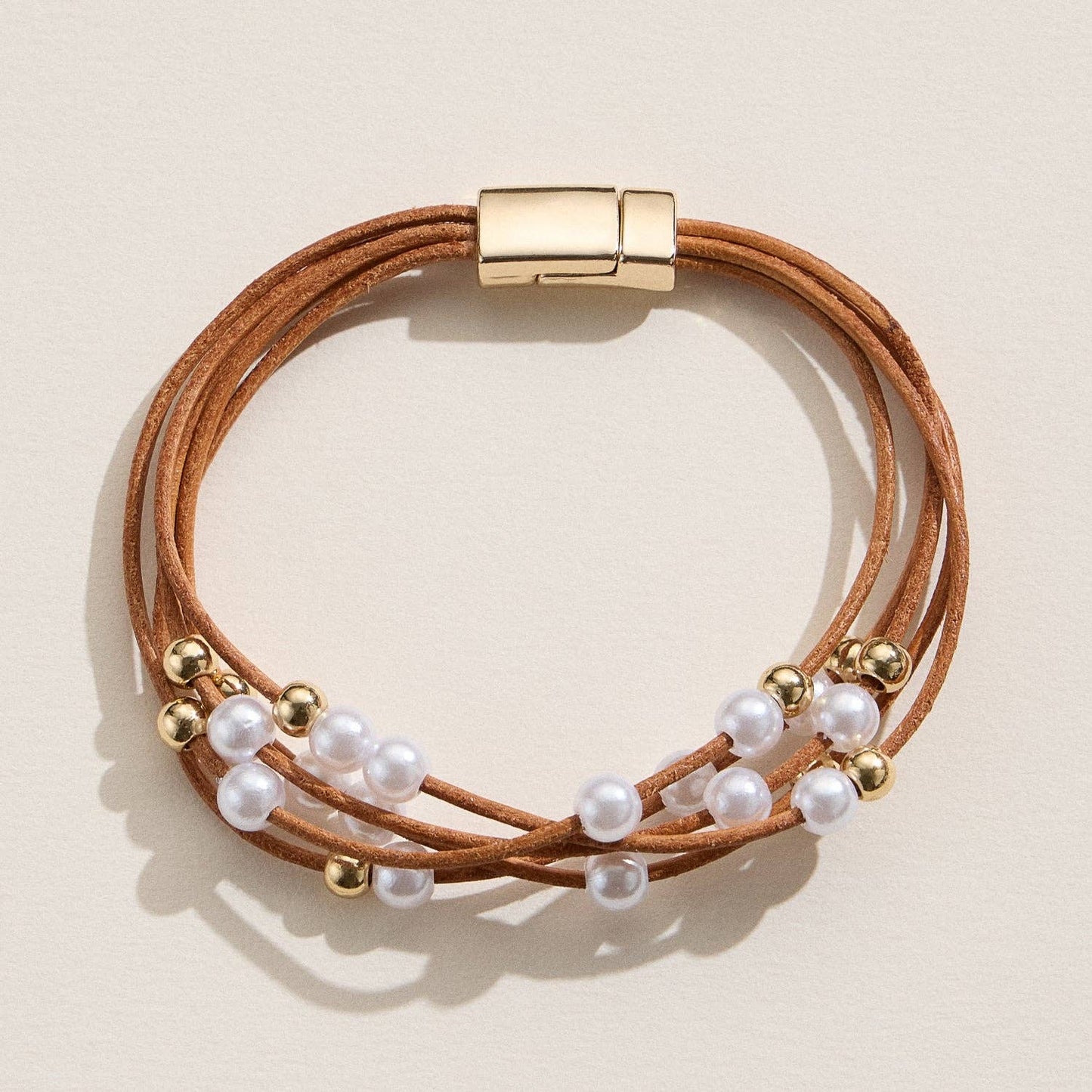 Multi-Strand Bracelet with Faux Freshwater Pearls