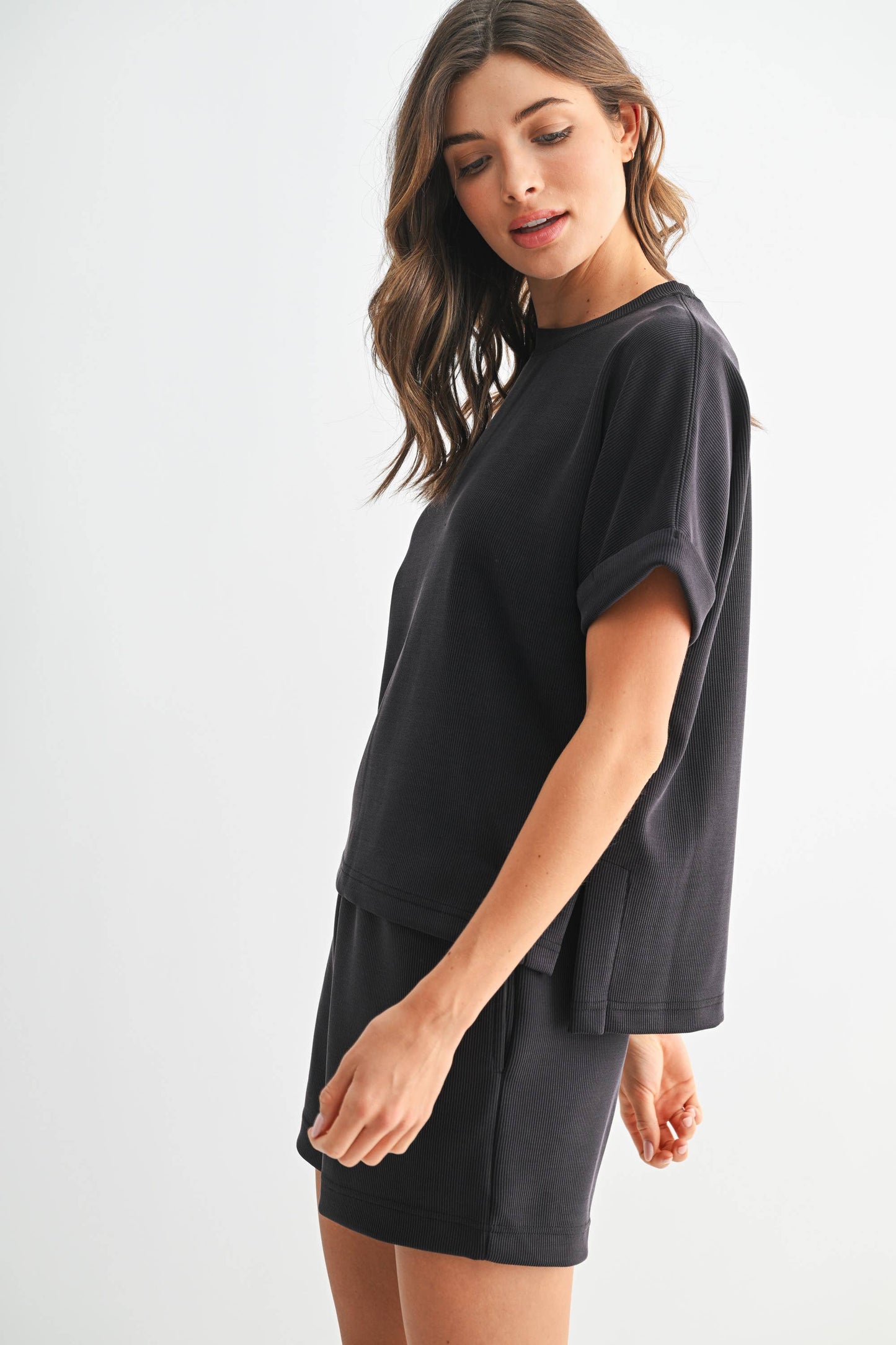 Luxe Sand Wash Rib Lounge Tee