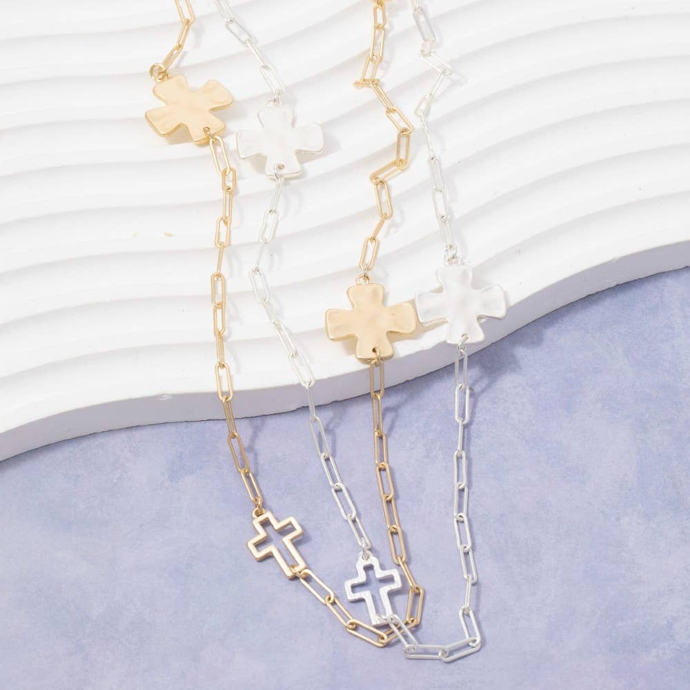 Multi Cross Charms Chain Necklace