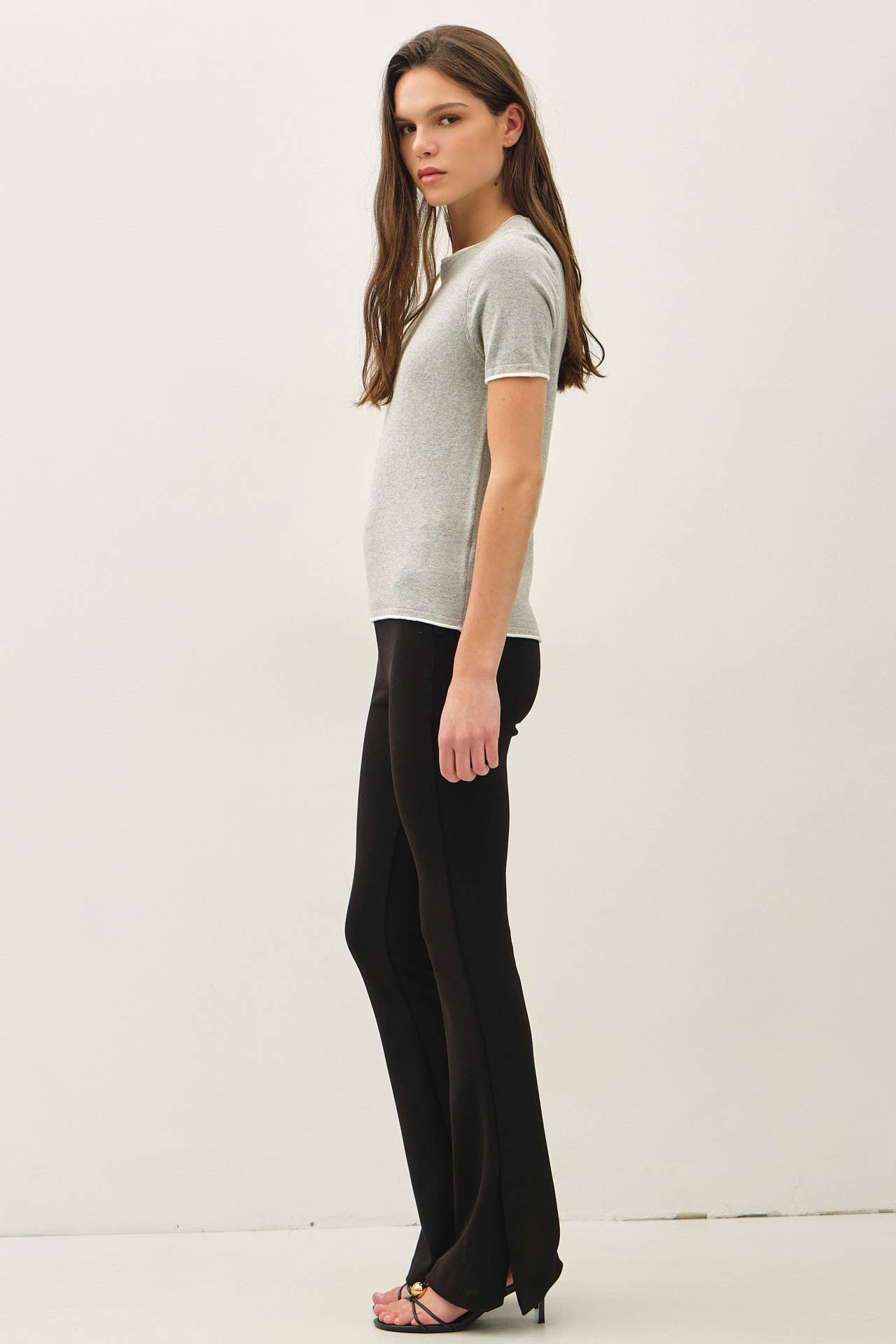LAYERED LOOK ESSENTIAL SHORT SLEEVE  SWEATER TOP
