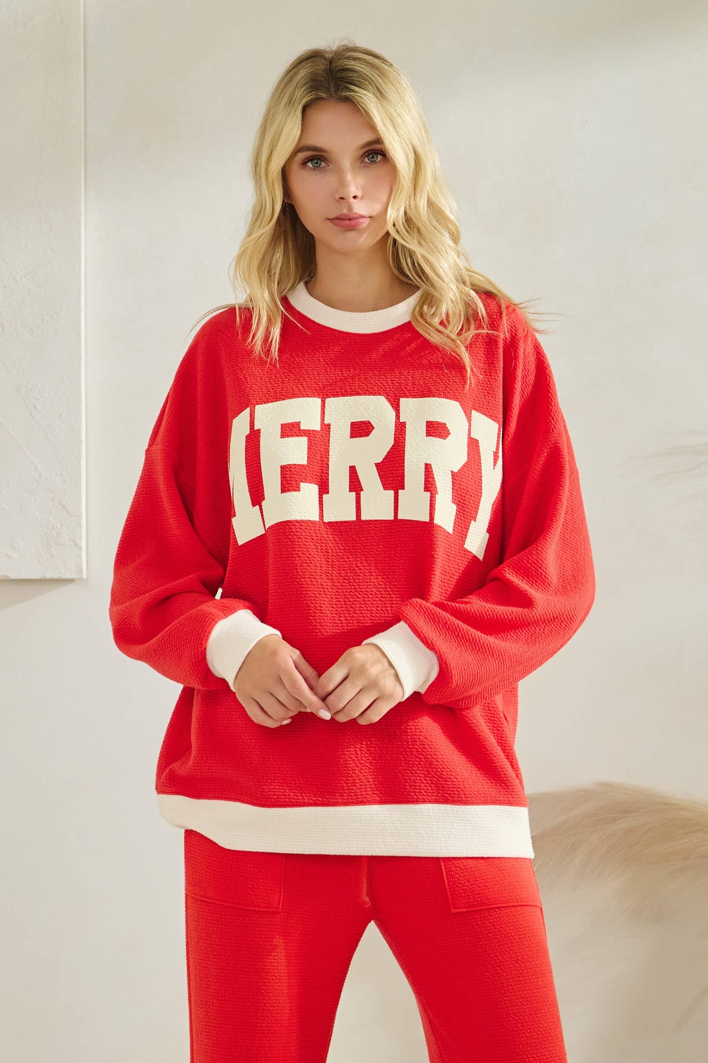 Merry Ribbed Pullover Ringer Top