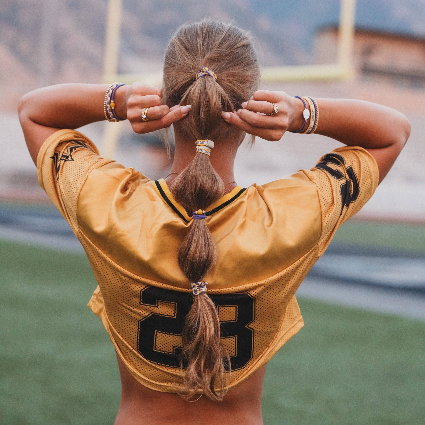 "Game Day" Purple & Yellow Hair Tie Bracelets