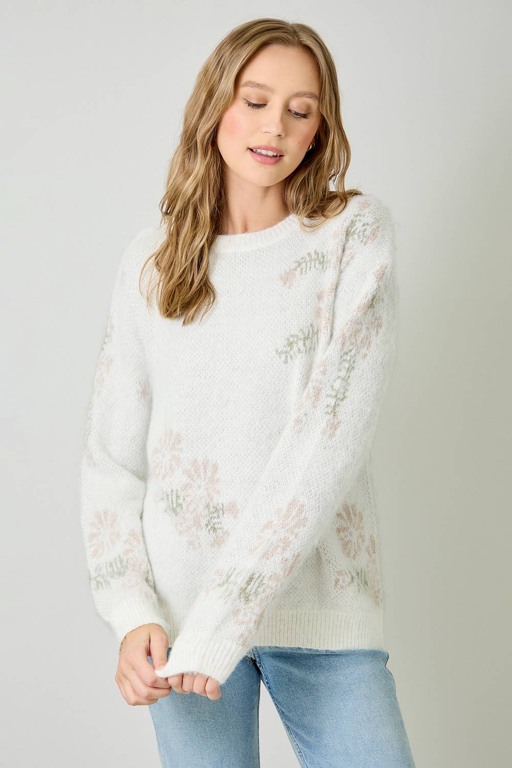 Winter Blues Floral Sweater