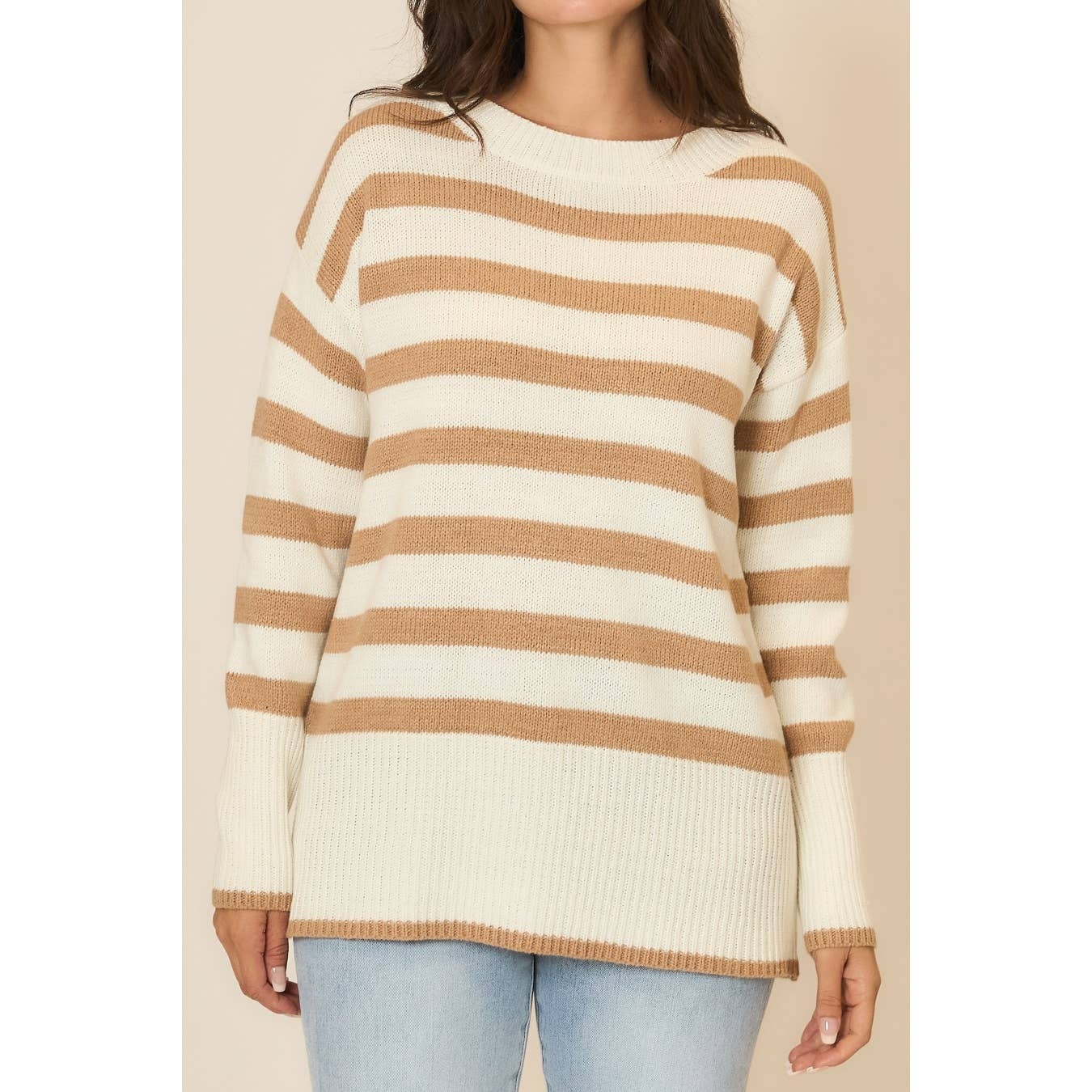 Striped Tunic Knit Sweater