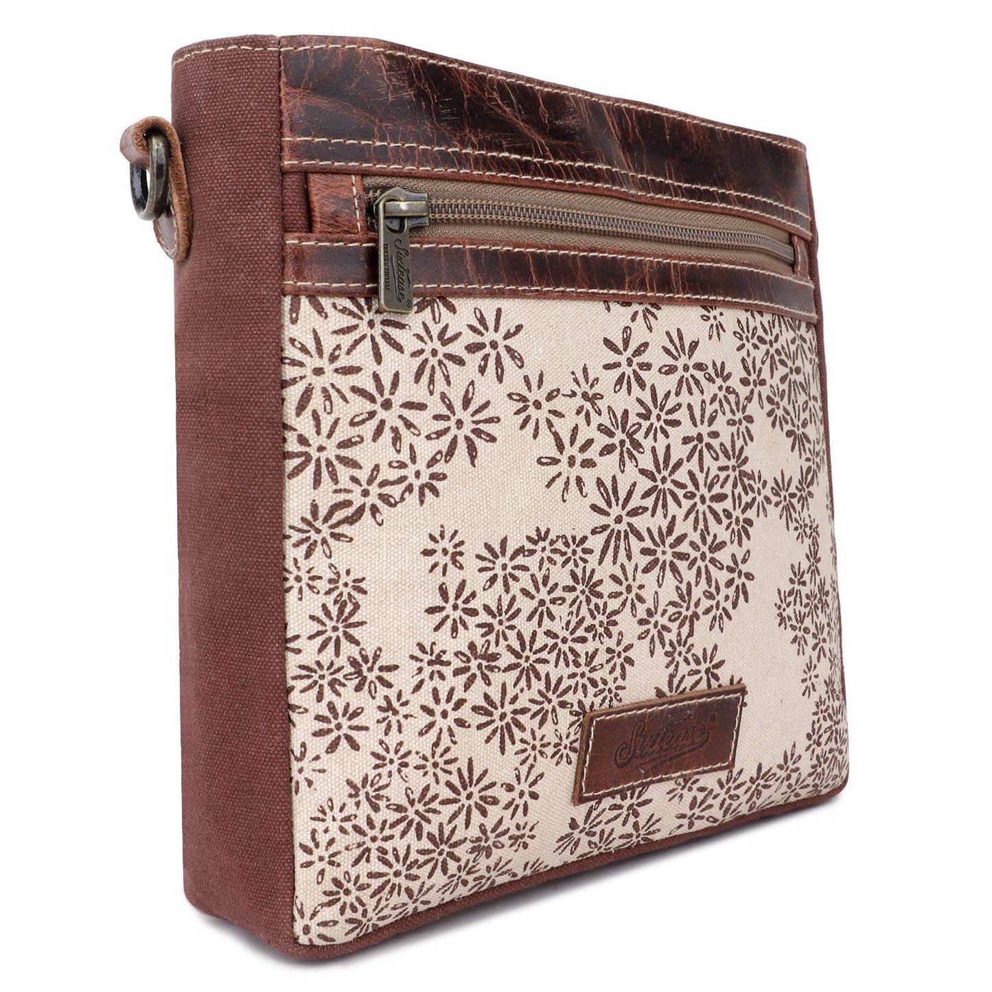 Canvas & Leather Women's Crossbody Bag - Timberwolf/Bole