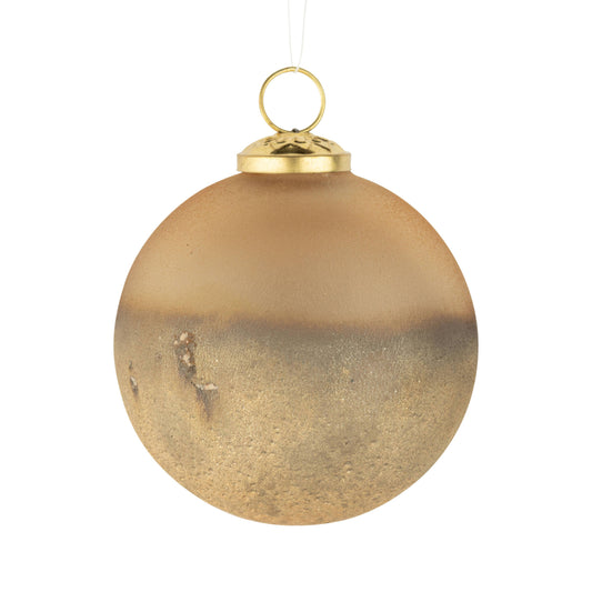 A98030: Gls ball orn,frosted gld,texturd gld base,100 mm/4in