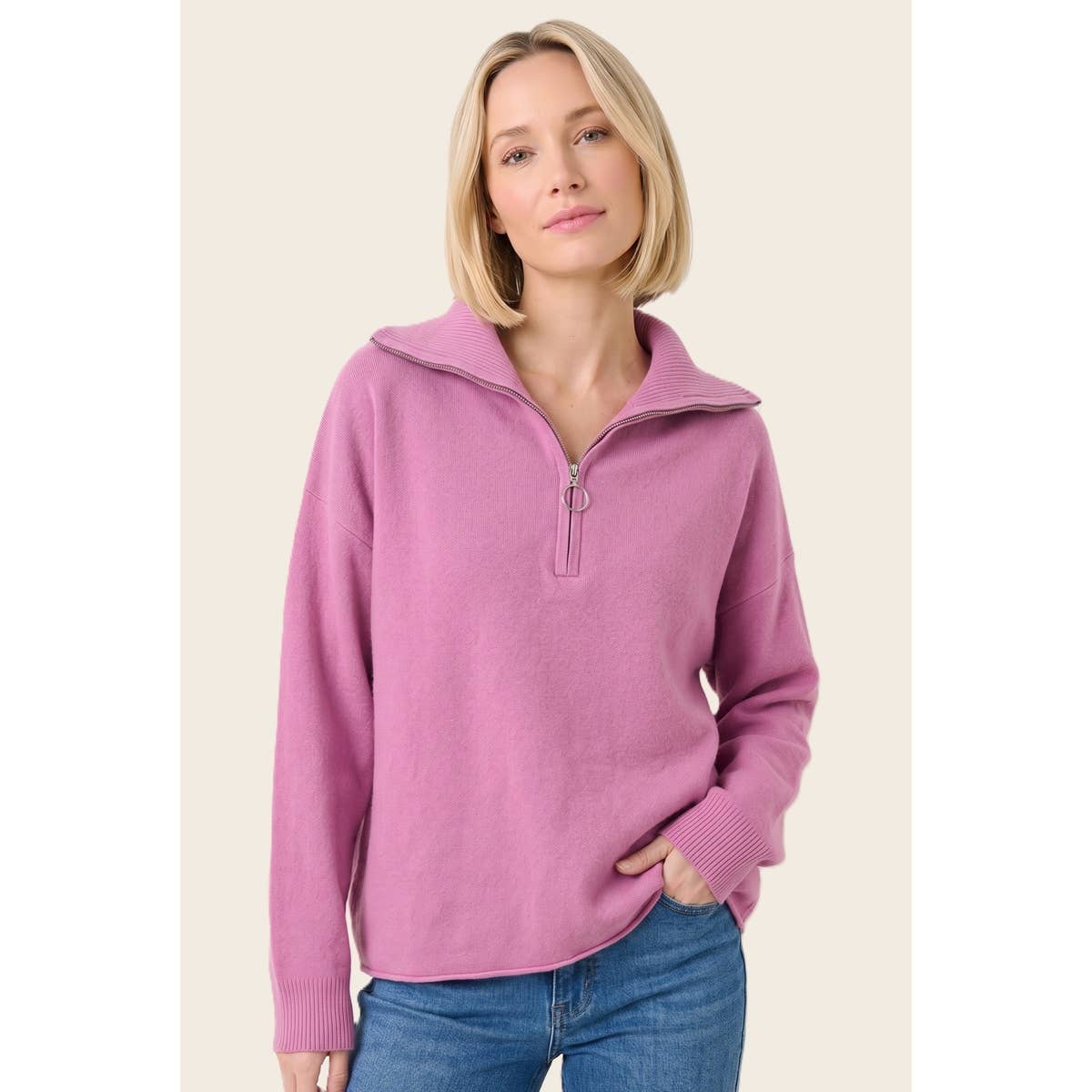 Mock Mockneck Zip Sweater