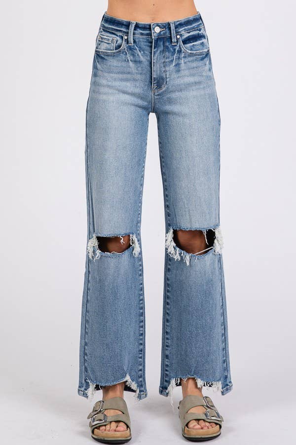 Taylor Distressed Crop Denim