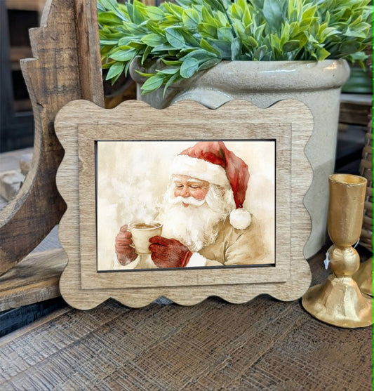 Scallop Cocoa Santa Framed Canvas Art