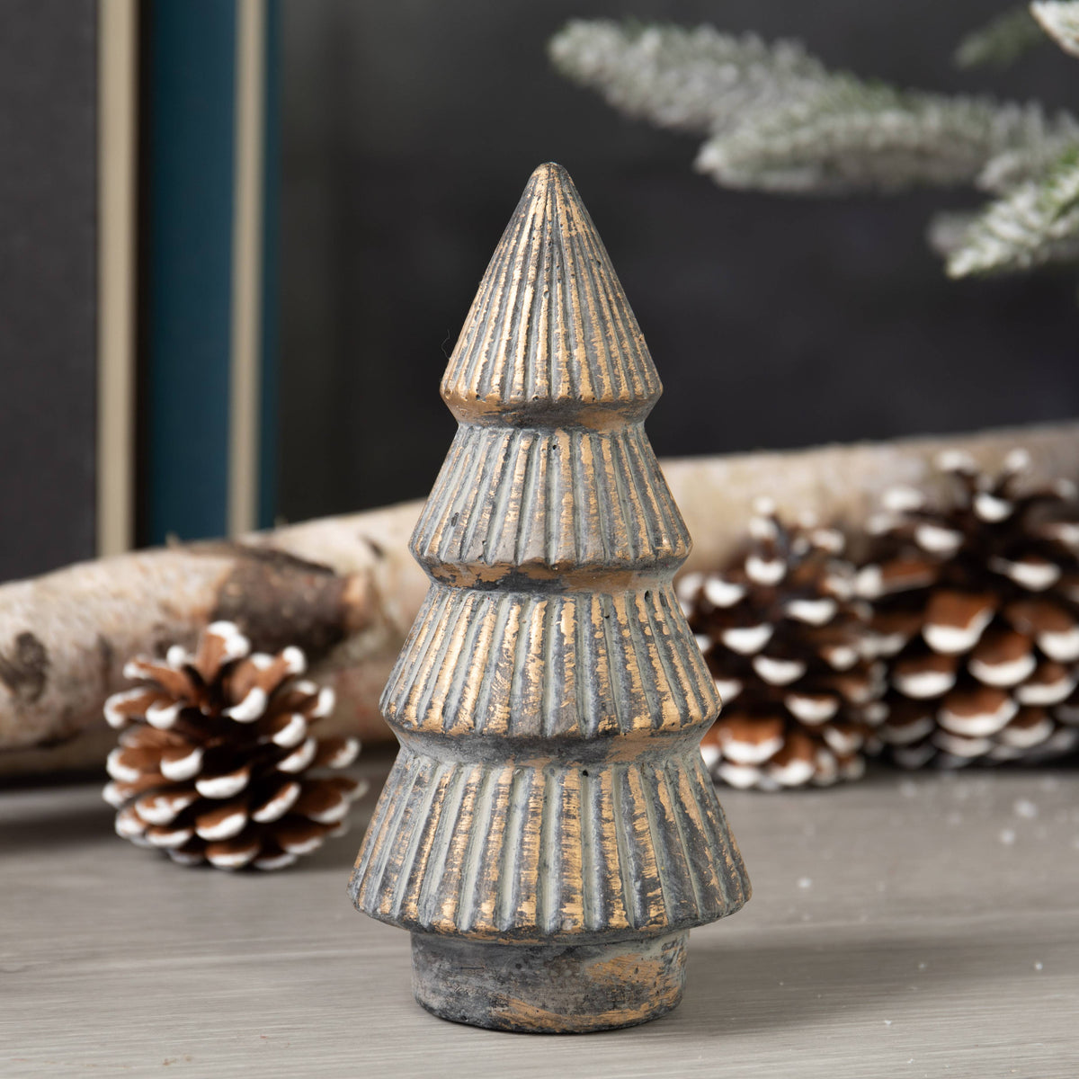 Weathered Gold Cement Christmas Tree Decor