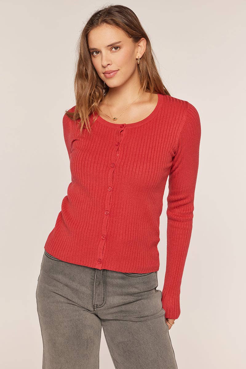 Rusty Ribbed Button Up