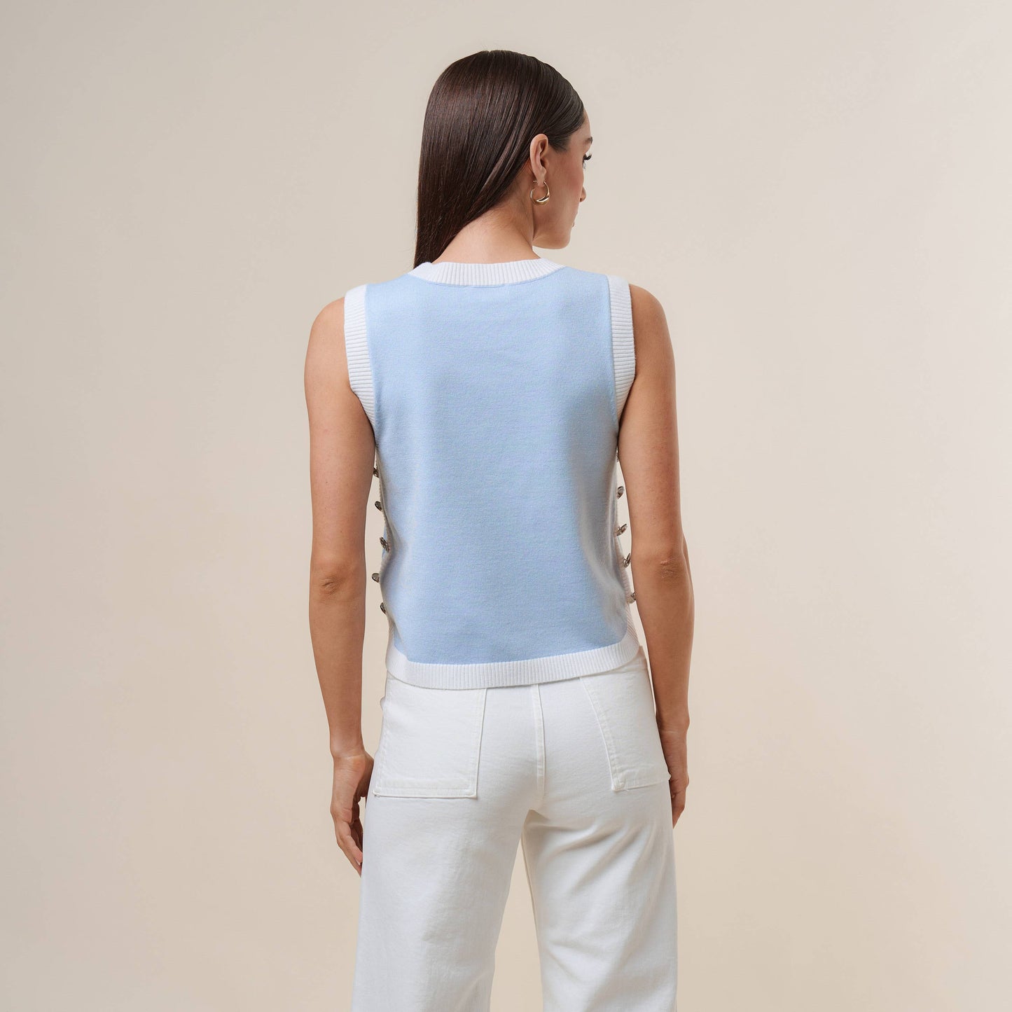 Oatmeal & Ivory Button Top